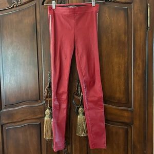 Vince Lamb Skin Leather Side Zip Leggings